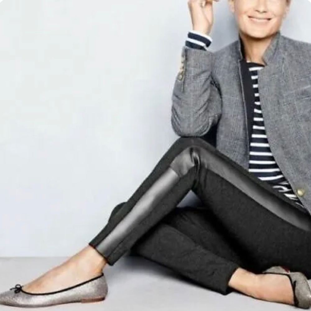 UC J. Crew skinny leg pants with leather panels price reflects thin white marks